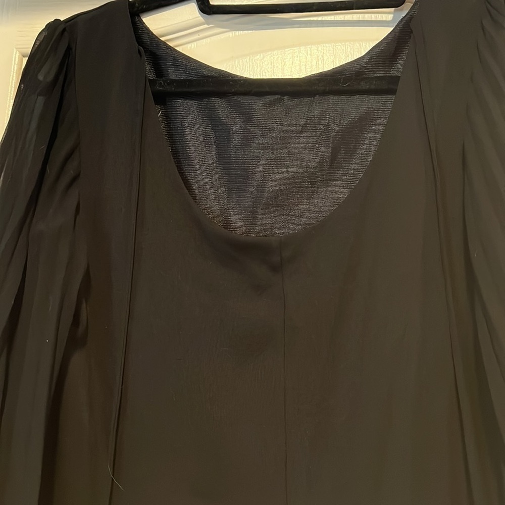 Little Black Dress with Sheer Sleeves - Picture 4 of 6
